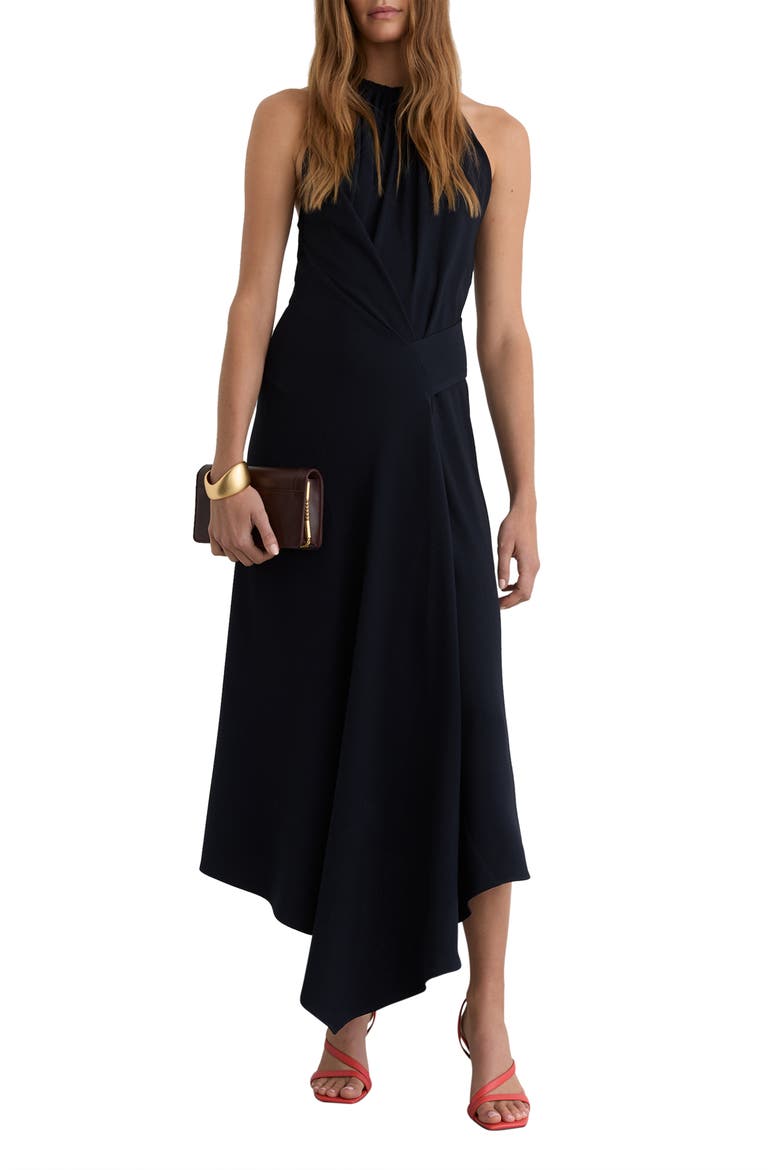 Maeve Asymmetric Sleeveless Maxi Dress, Main, color, NAVY