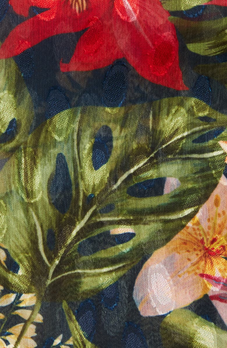 CLIFTON WILSON Floral Silk Pocket Square, Alternate, color, Navy