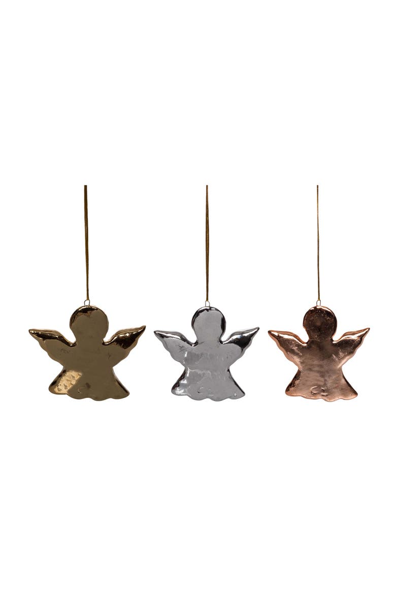 Chrome Angel Christmas Tree Ornament Assortment of 3, Alternate, color, Gold