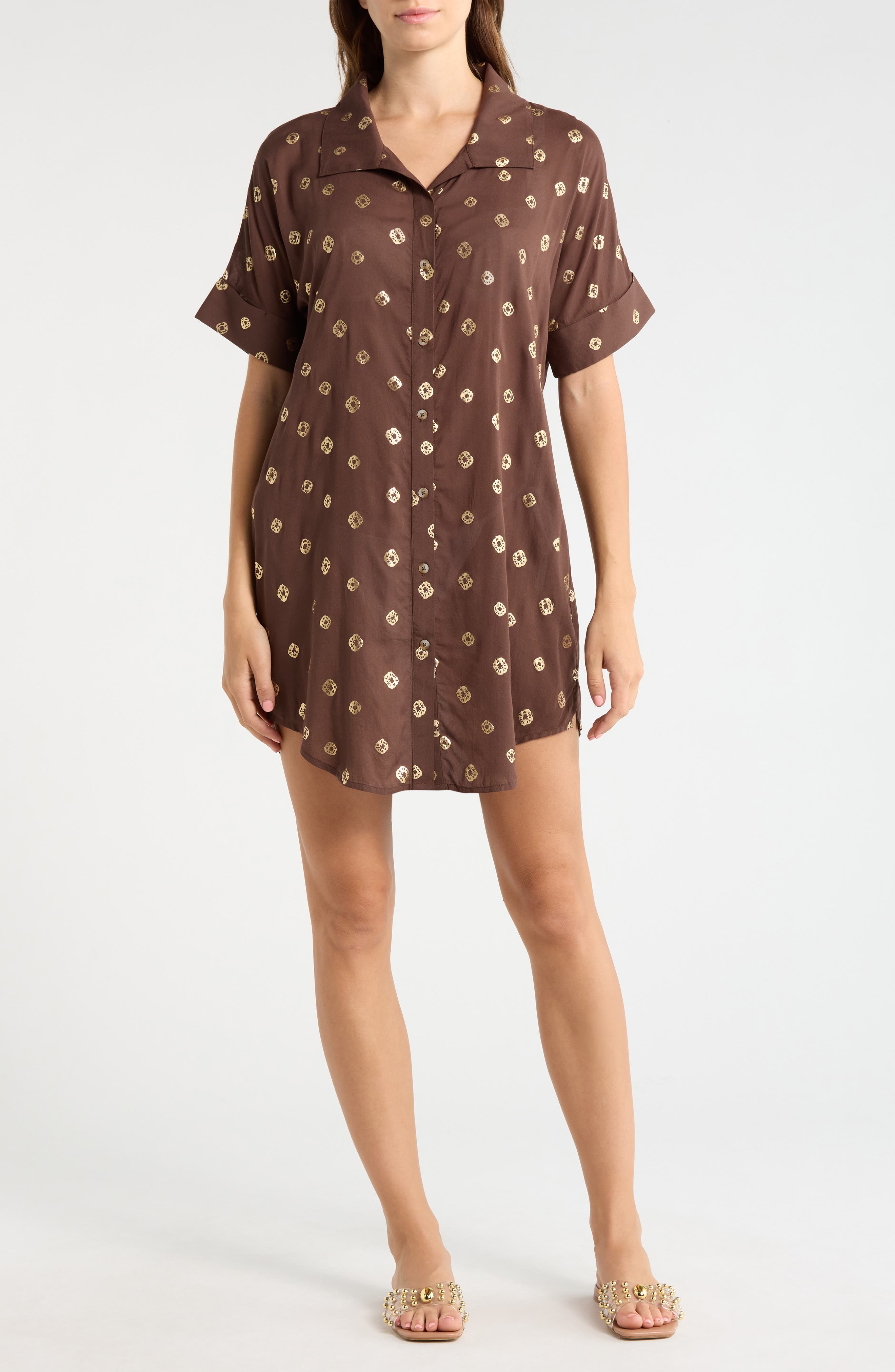 Metallic Dot Cover-Up Shirtdress - image 3