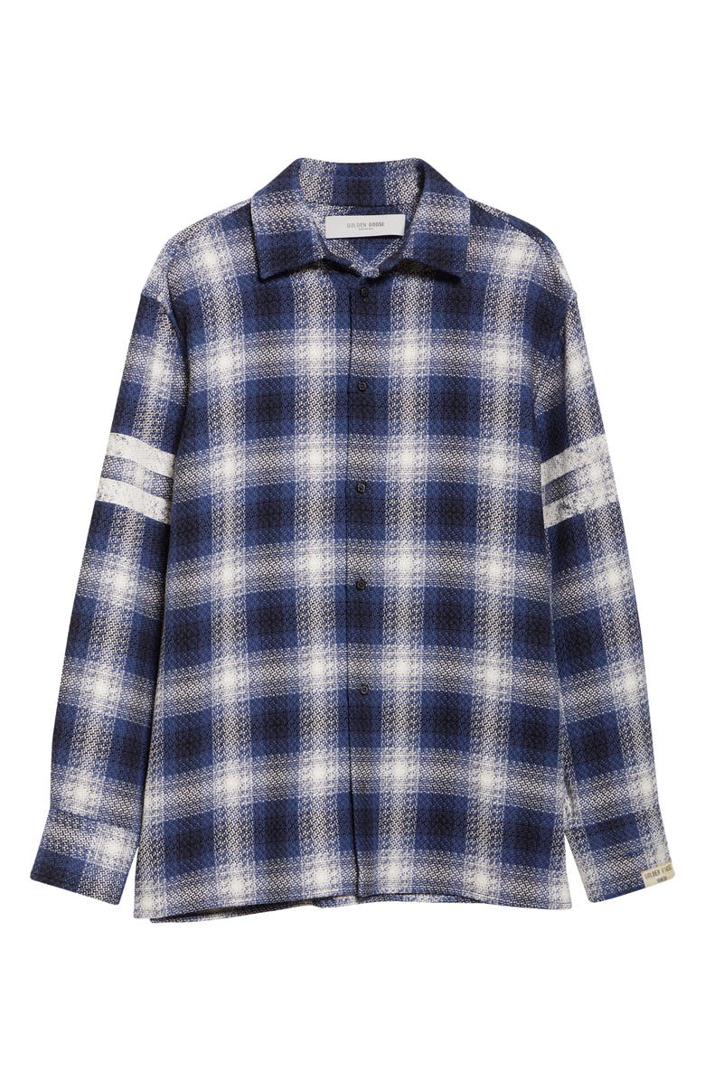 Golden Goose Journey Nolwenn Plaid Button-Up Overshirt, Alternate, color, Ice/ Indigo