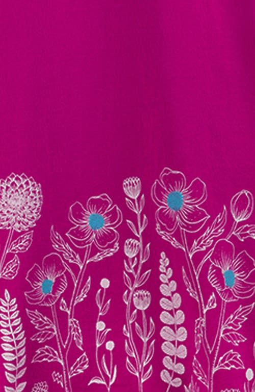 Mightly Organic Cotton Short Sleeve T-shirt Dress In Raspberry Garden