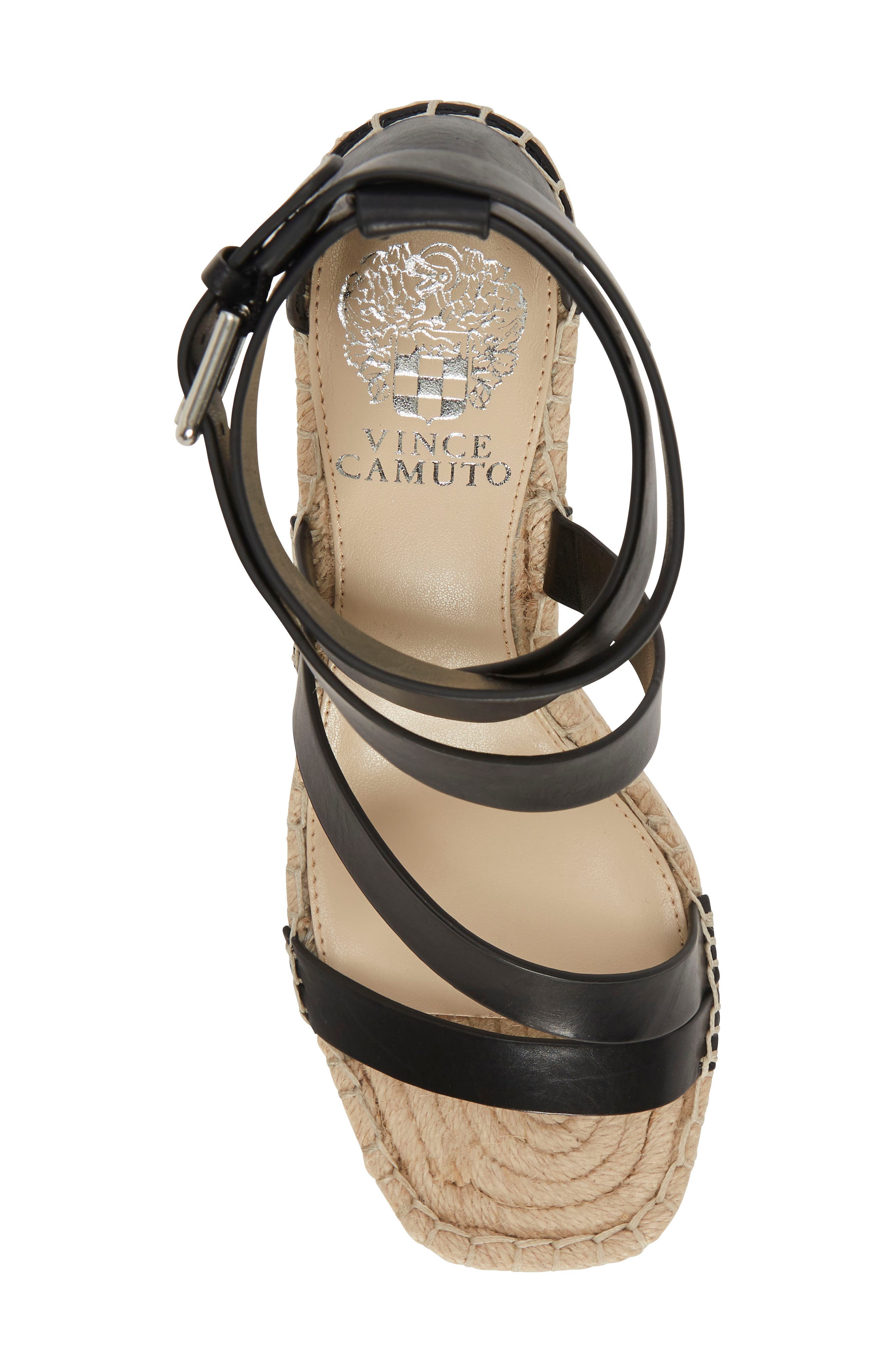 Mesteria Ankle Strap Espadrille Wedge Sandal, Alternate, color, BLACK LEATHER
