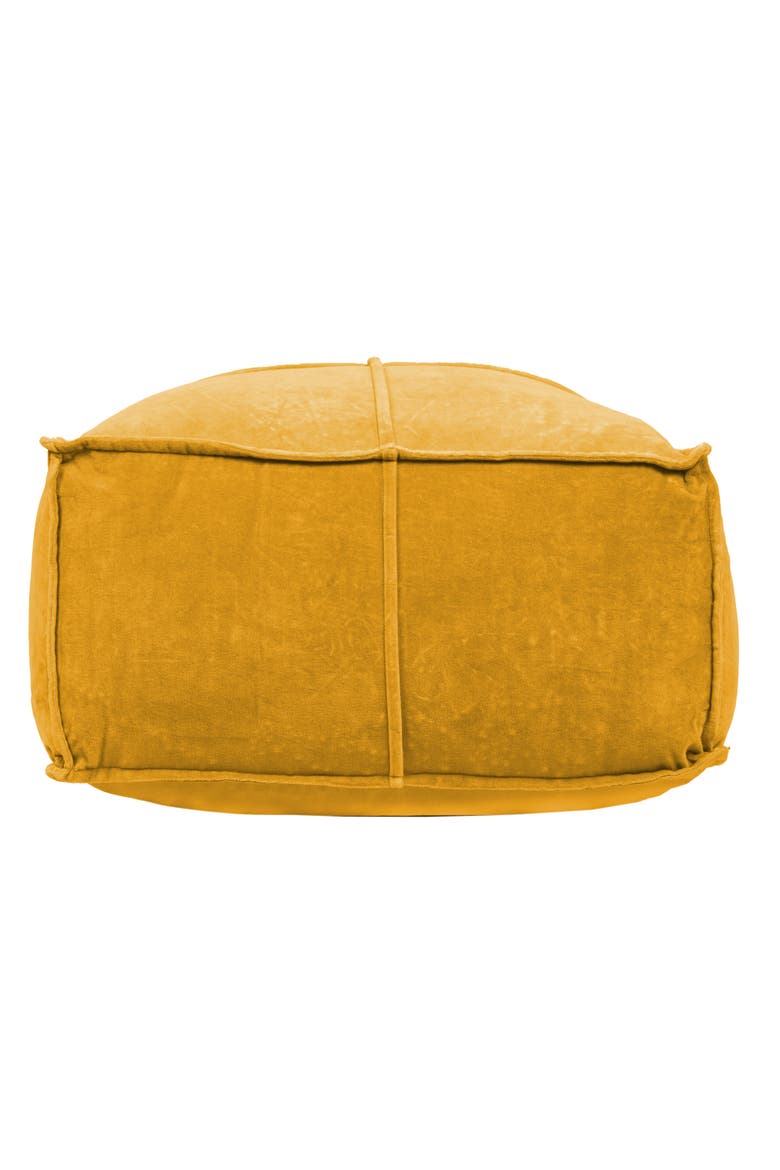 Square Cotton Velvet Pouf Seat, Goldenrod Yellow, Alternate, color, Yellow
