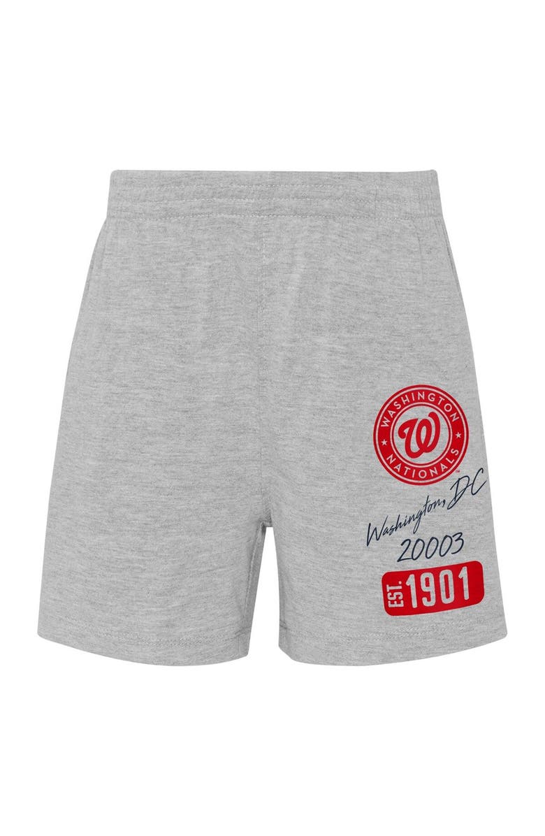 Outerstuff Infant Navy/Heather Gray Washington Nationals Ground Out Baller Raglan T-Shirt and Shorts Set, Alternate, color, Navy