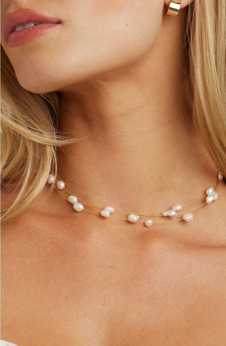 Untamed Petals Pacific Pearl Choker, Alternate, color, Gold