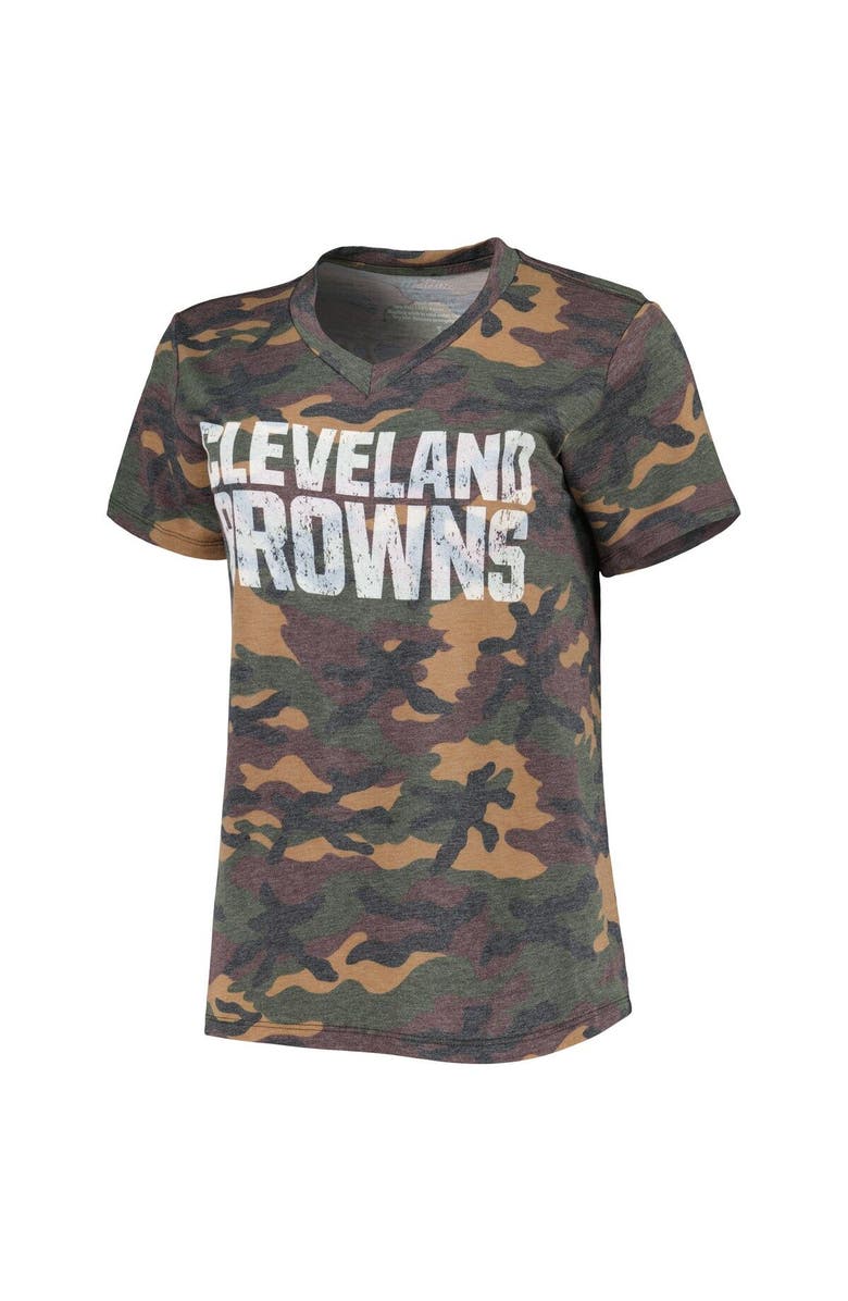 INDUSTRY RAG Women's Majestic Threads Nick Chubb Camo Cleveland Browns Name & Number V-Neck Tri-Blend T-Shirt, Alternate, color, 