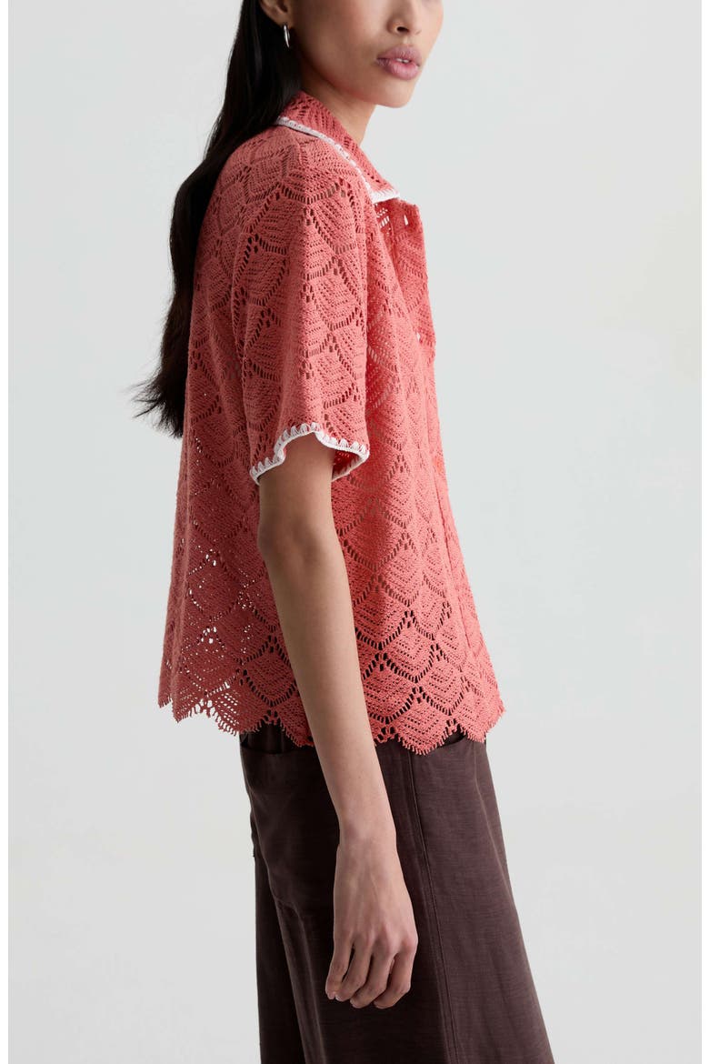 Kaylee Open Stitch Button-Up Shirt, Alternate, color, ORANGE SPRITZ