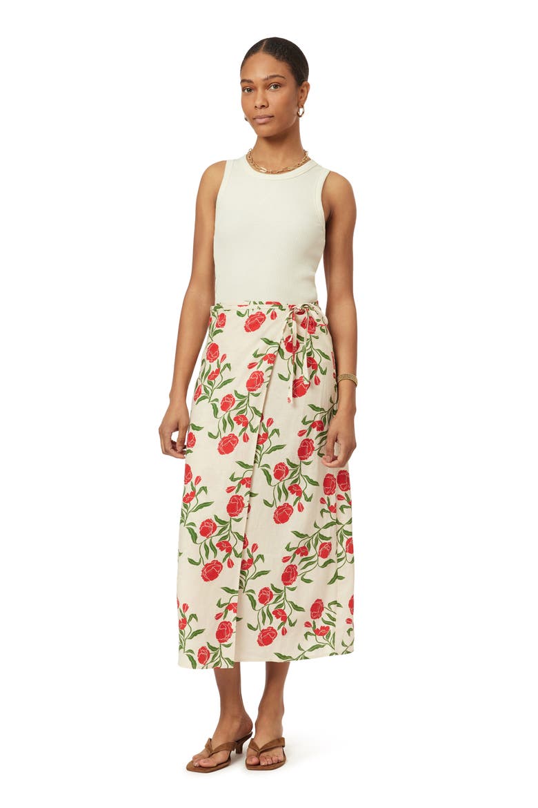 Floral Wrap Skirt, Alternate, color, WHITECAP FLORAL PRINT