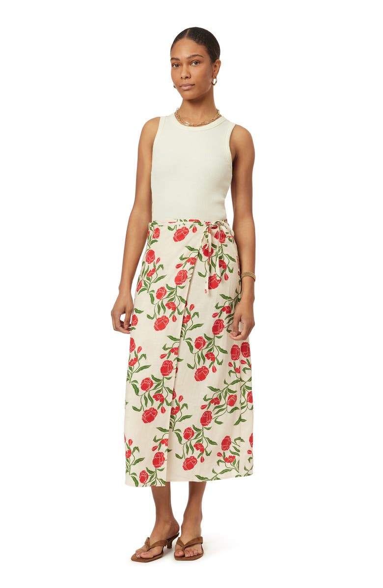 Scotch & Soda Floral Wrap Skirt, Alternate, color, Whitecap Floral Print