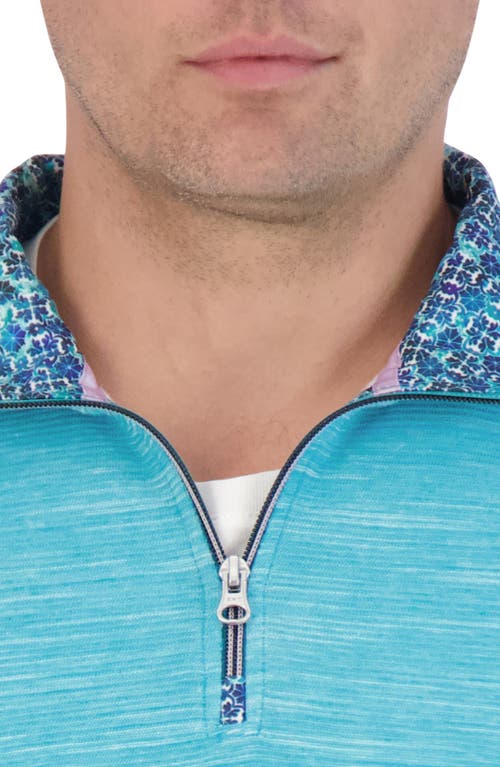 Robert Graham Ledson Space Dye Quarter Zip Top In Blue