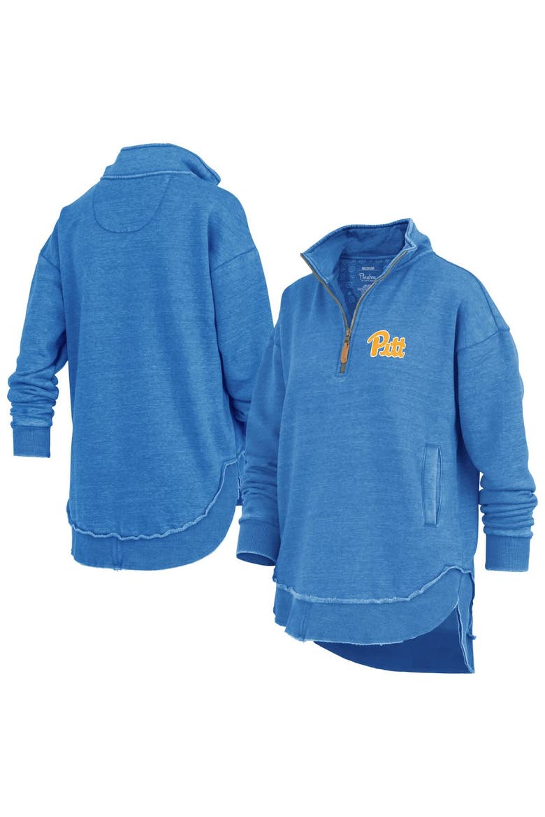 Women's Pressbox Royal Pitt Panthers Northfork Sojourn Poncho Quarter-Zip Sweatshirt, Main, color, Royal