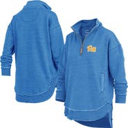 PRESSBOX Women's Pressbox Royal Pitt Panthers Northfork Sojourn Poncho Quarter-Zip Sweatshirt
