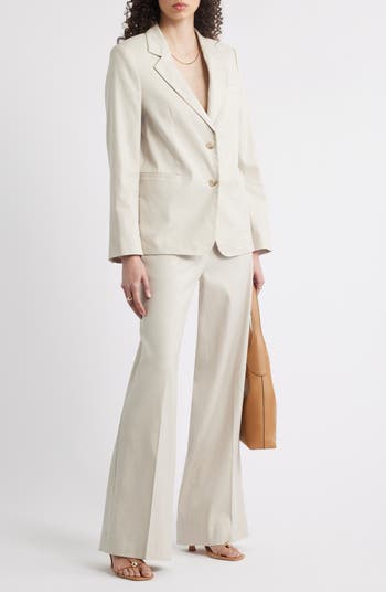 Linen Blend Wide Leg Pants