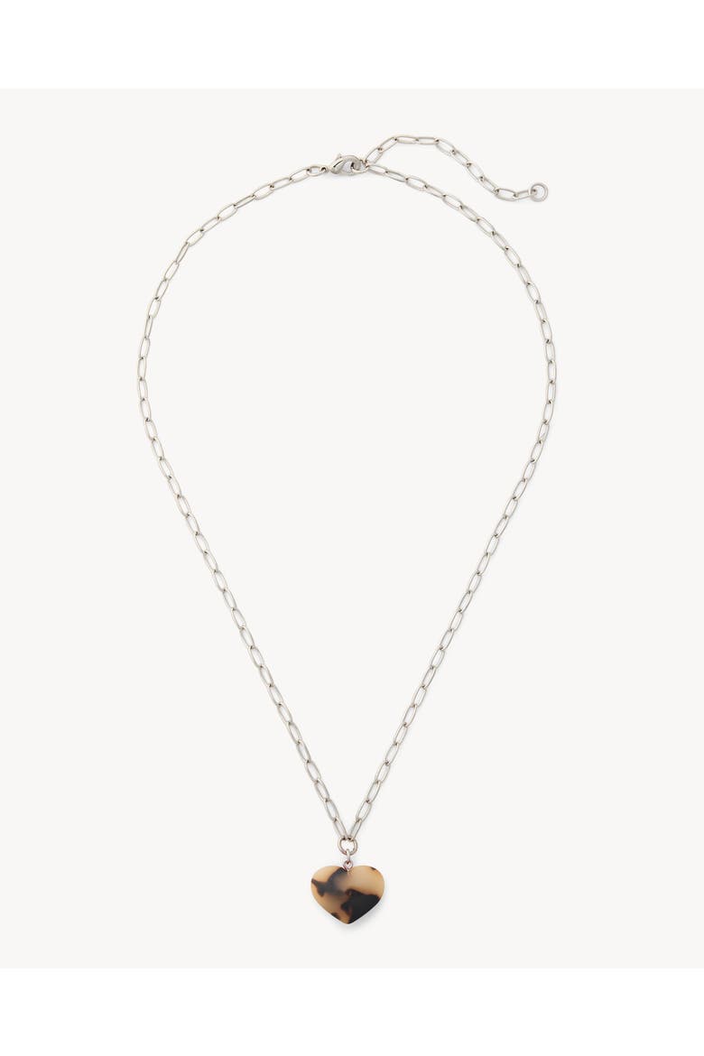 Mini Heart Pendant Necklace, Alternate, color, Blonde Tortoise