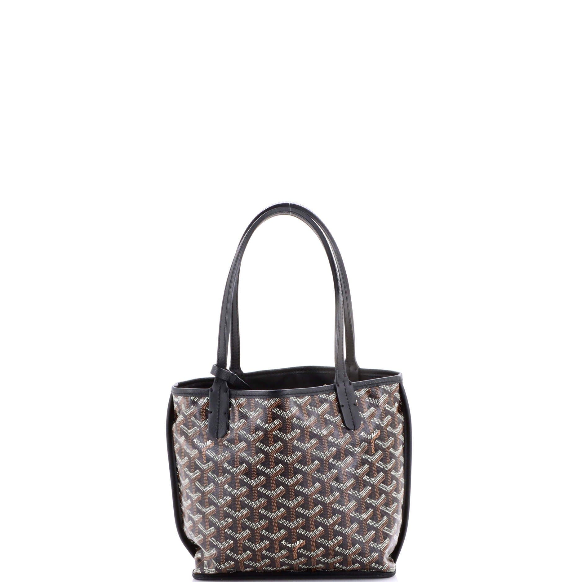 Pre-Owned Goyard Anjou Reversible Tote Coated Canvas Mini, Alternate, color, Black