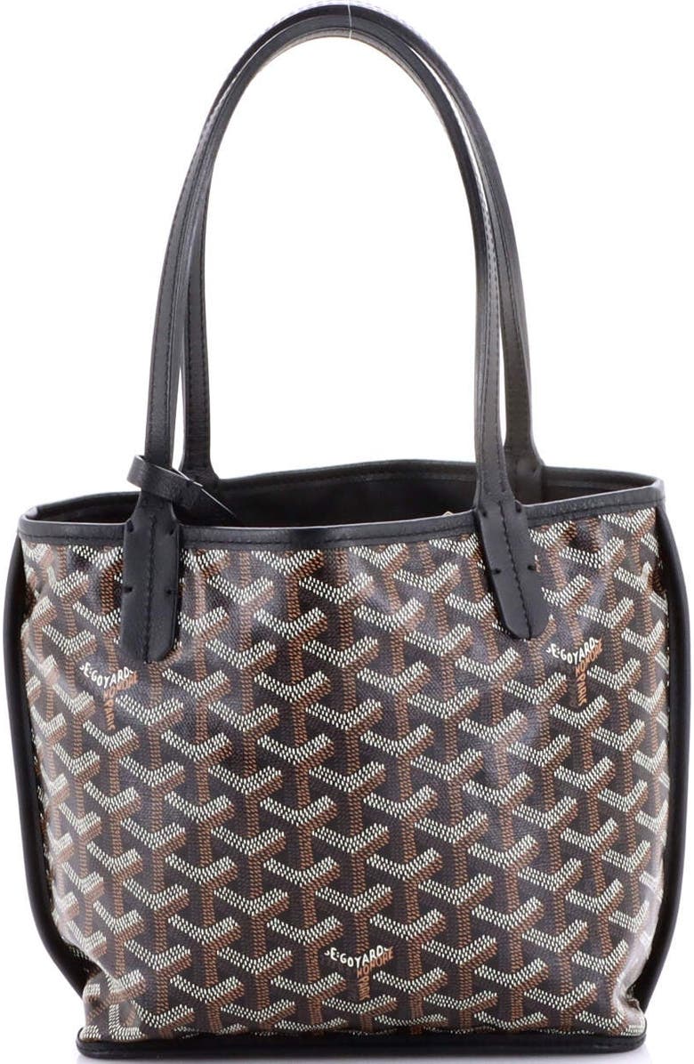 Pre-Owned Goyard Anjou Reversible Tote Coated Canvas Mini, Alternate, color, Black