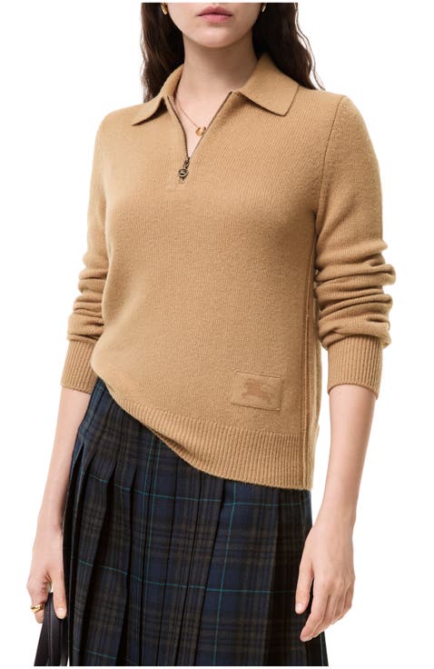 Long-sleeve Cashmere Polo Shirt