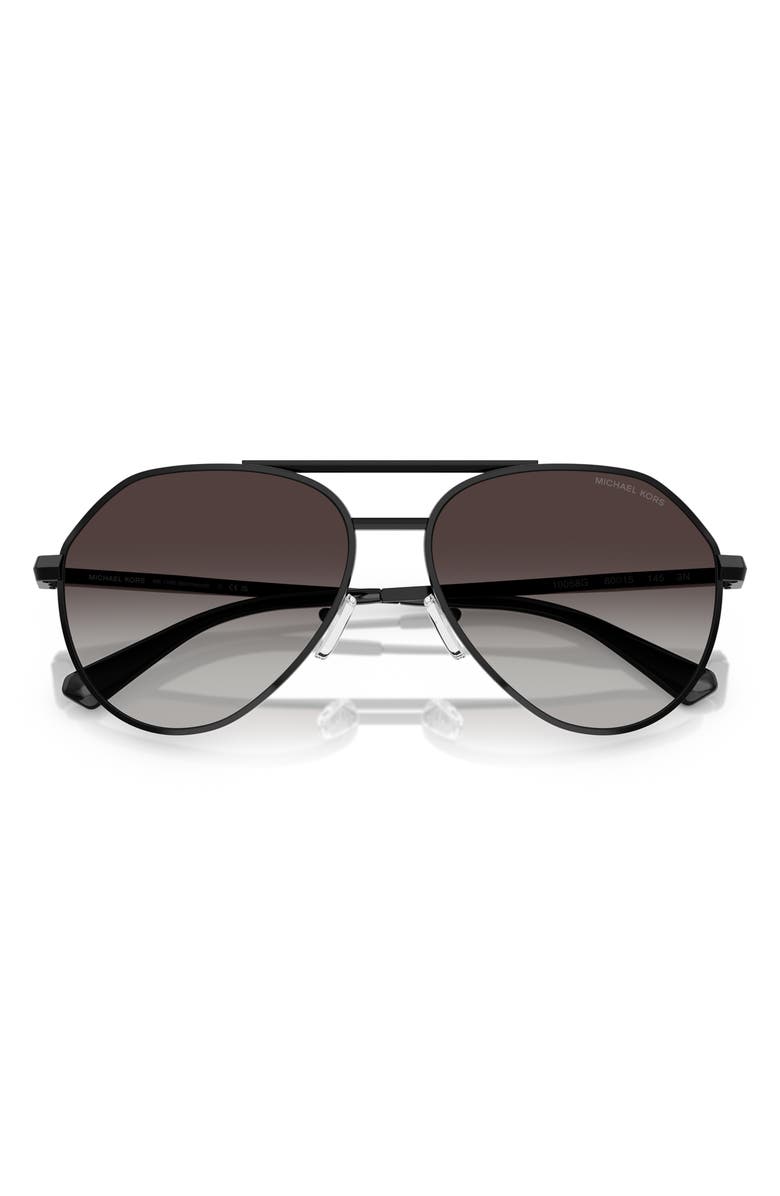 Michael Kors 60mm Pilot Sunglasses, Alternate, color, Black Shiny / Dark Grey
