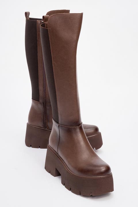 brown winter dress boots Knee-High for Women Size:9.5 M these snow boots help FC:It-dresses Bridesmaids Faux Mink Fur