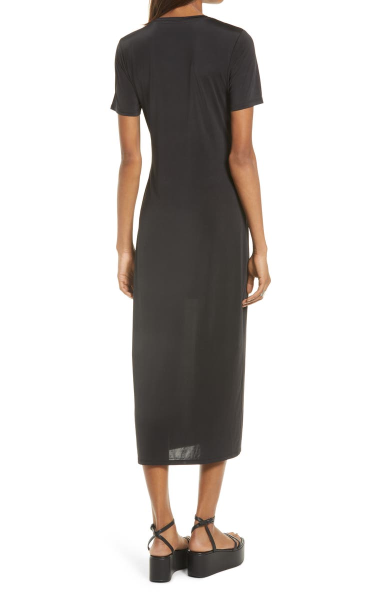 Charles Henry Front Slit Midi T-Shirt Dress, Alternate, color,