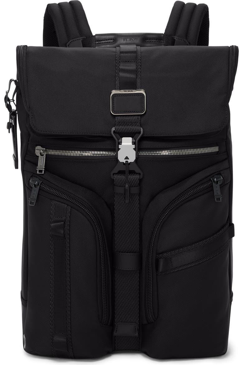 man tumi backpack front Essential Shop IG while a dedicated padded laptop section fits up to a 15 PC or 16 MacBook TUMI Surveillance Front Flap Backpack