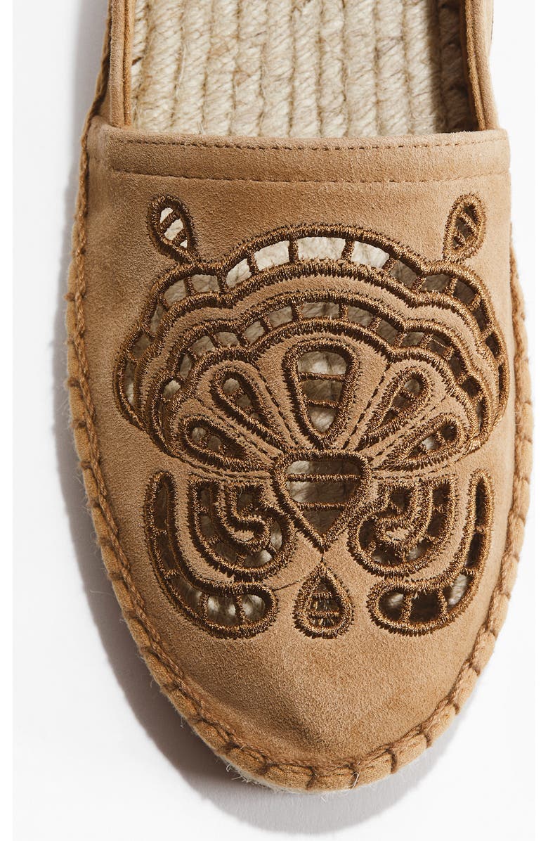 H&M Broderie Anglaise Suede Espadrilles, Alternate, color, Dark Beige