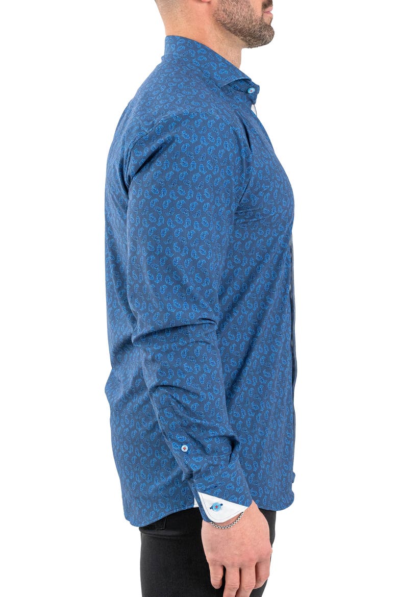 Einstein Stretch Oceanic Button-Up Shirt, Alternate, color, BLUE