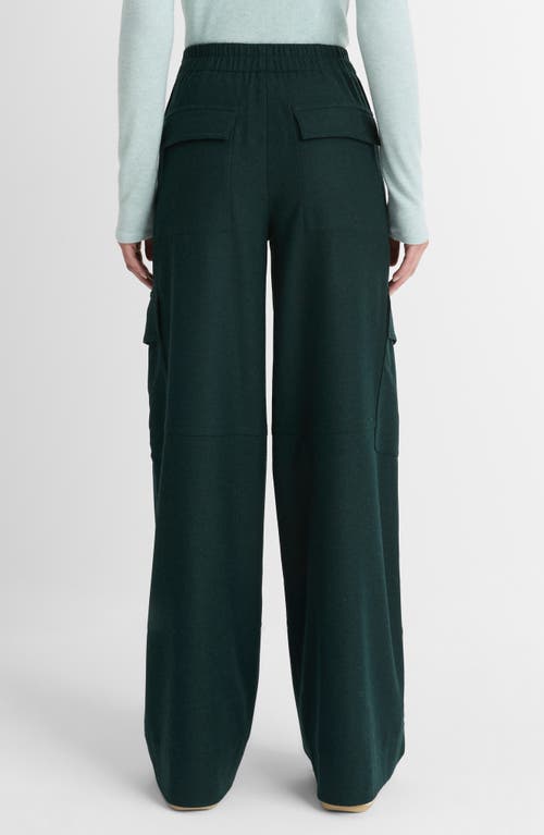 Vince Flannel Wide Leg Raver Wool-blend Pant In Sea Onyx