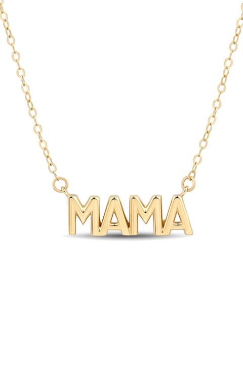 14K Yellow Gold Mama Pendant Necklace