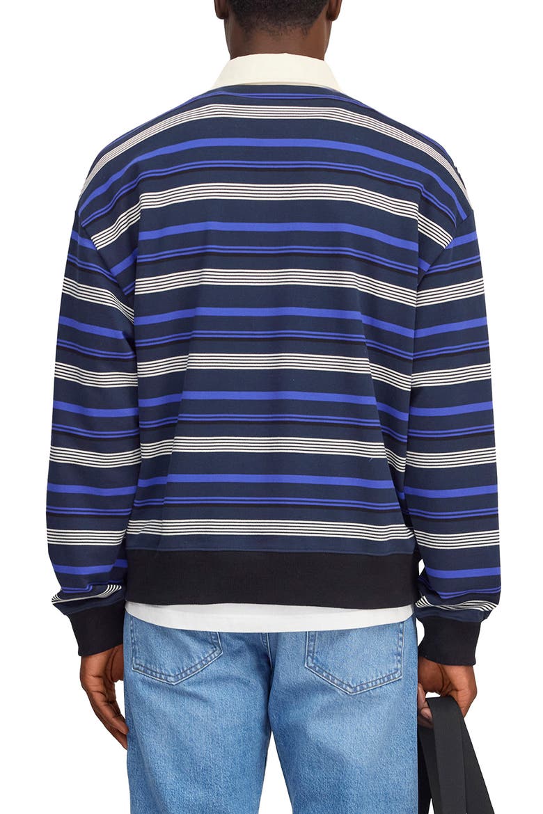 David Striped Organic Cotton Long Sleeve Rugby Shirt, Alternate, color, NAVY STRIPE
