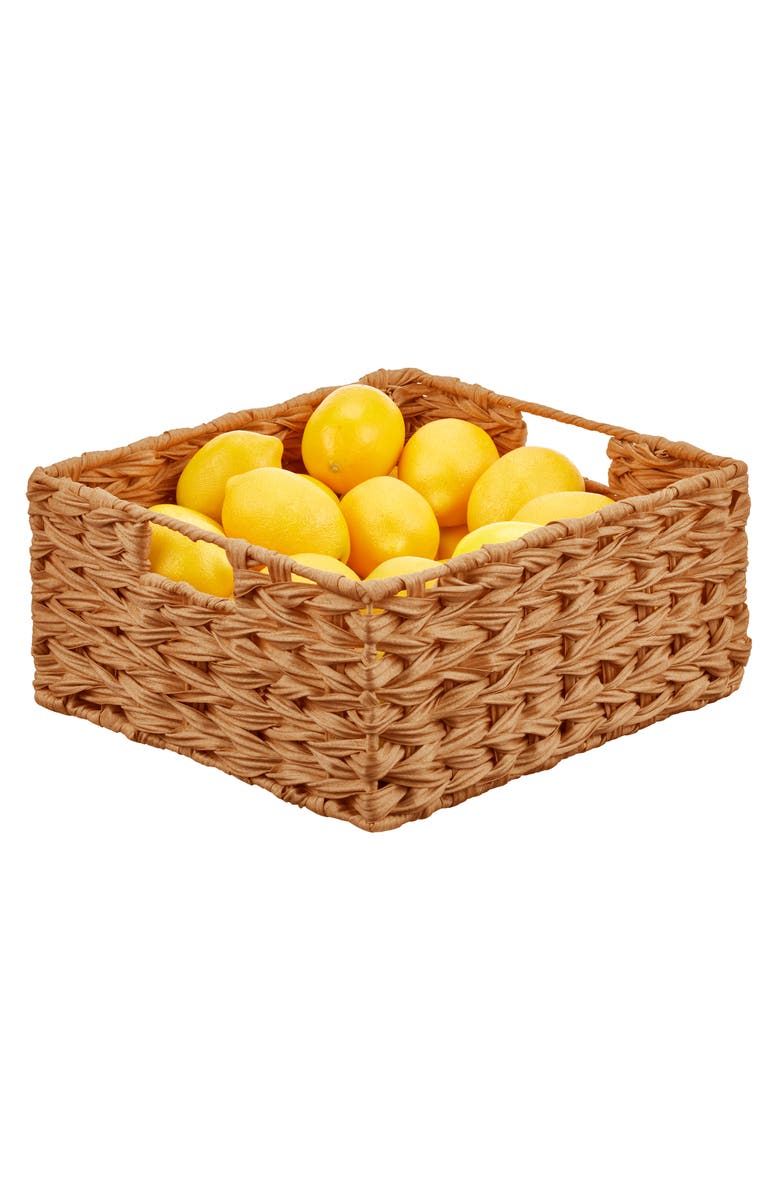 mDesign Woven Farmhouse Kitchen Pantry Food Storage Basket Box, 6 Pack, Camel, Alternate, color, Brown