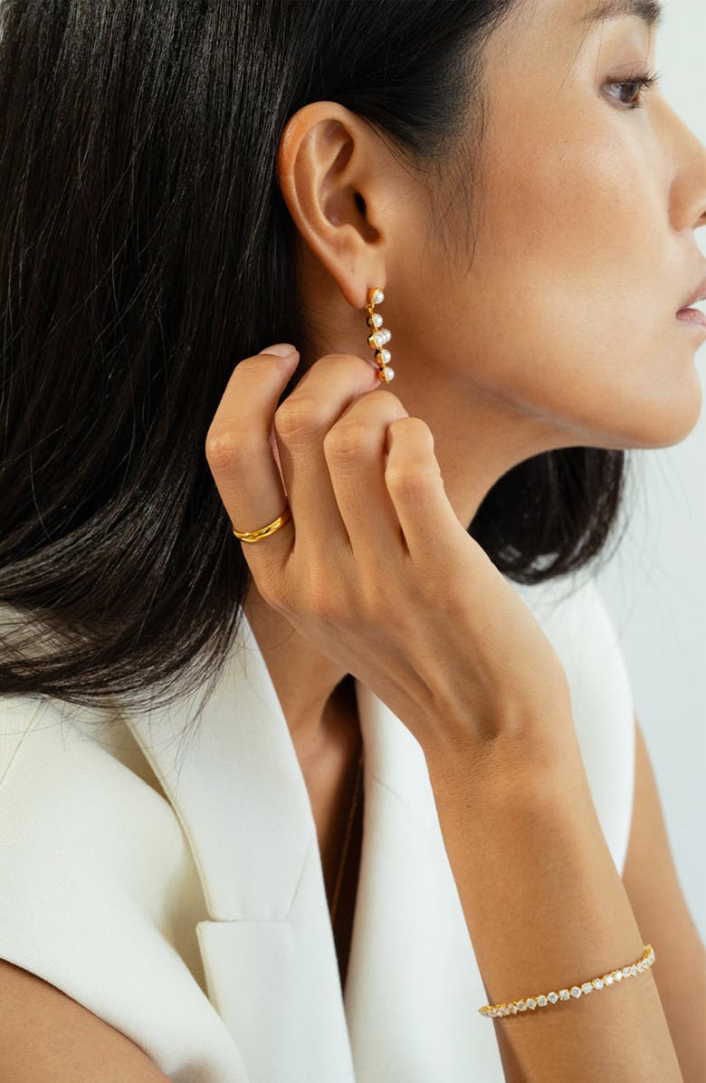 Bearfruit Jewelry Sterling Silver 18k Gold Plated Victoria Cross Pearl Necklace & Earring Set Holiday Gift Idea, Alternate, color, Gold