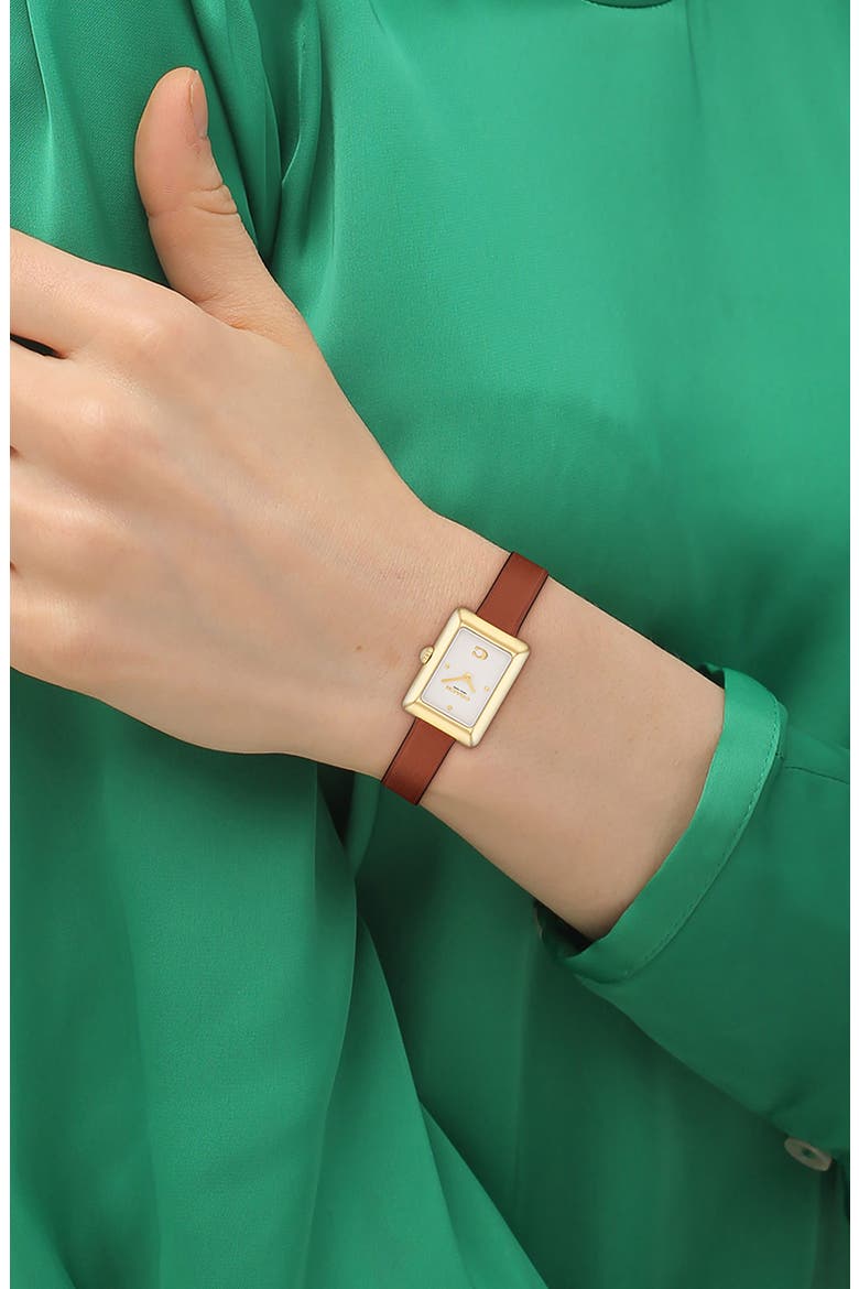 Mara Leather Strap Watch, 22mm x 30mm, Alternate, color, CHALK