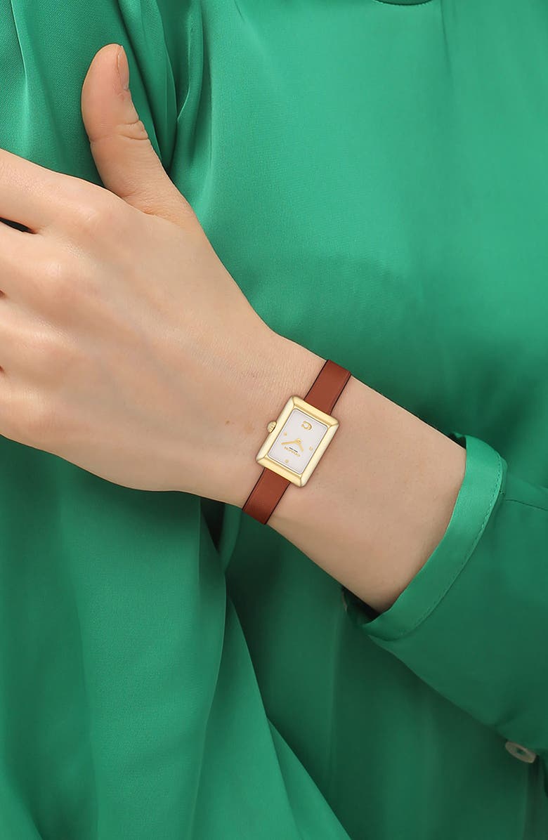 COACH Mara Leather Strap Watch, 22mm x 30mm, Alternate, color, Chalk