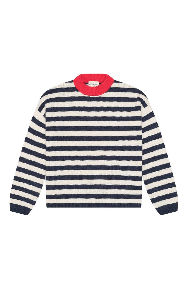 Ellsworth + Ivey Sadie Crewneck Sweater Stripes, Main, color, Navy