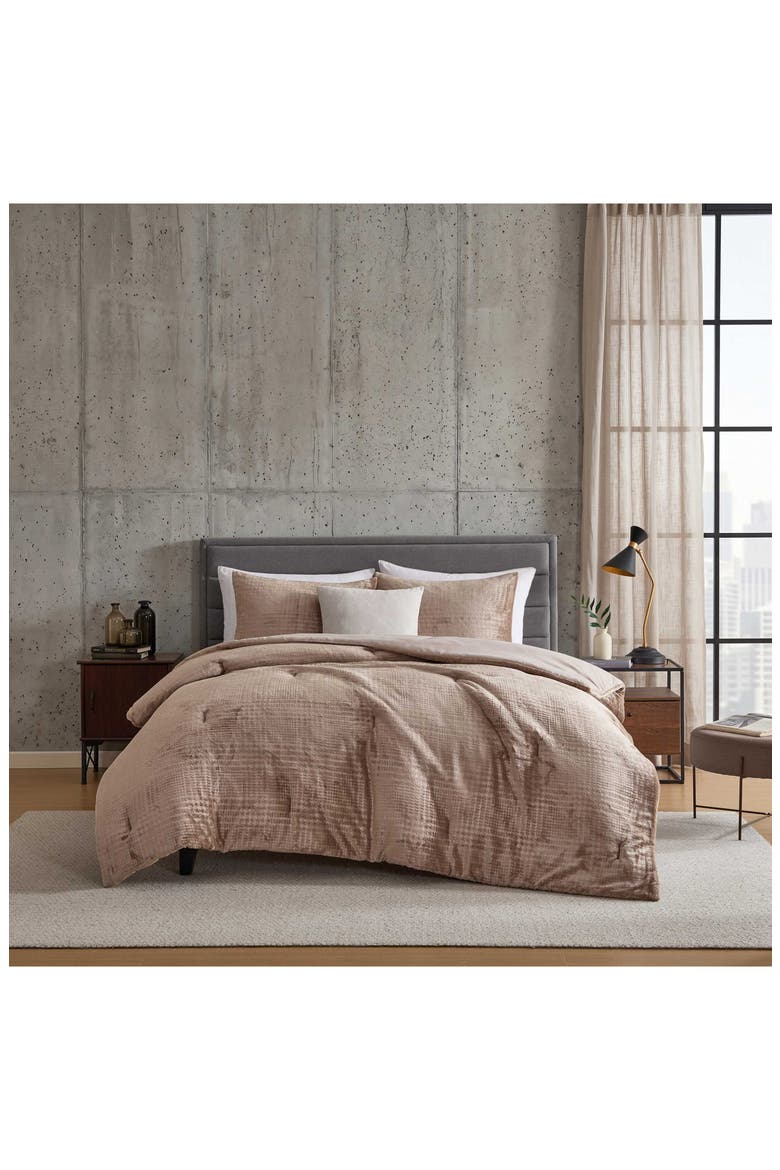 Hudson Houndstooth Comforter Set, Alternate, color, MINK BROWN