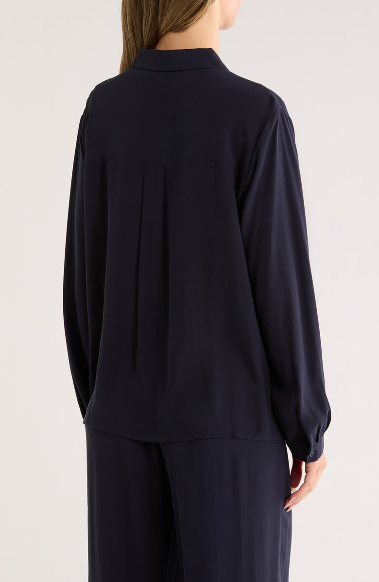 Eileen Fisher Classic Silk Button-Up Shirt, Alternate, color, Ink