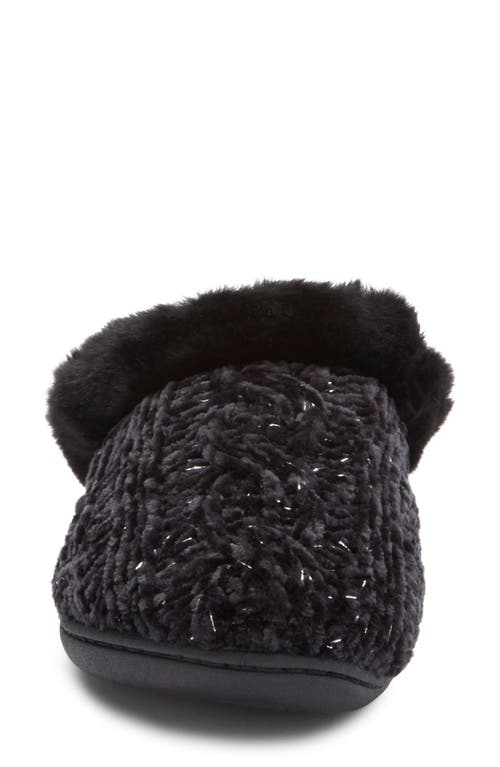 R.g. Barry Chenille Witj Faux Fur Collar Clog Slipper In Black