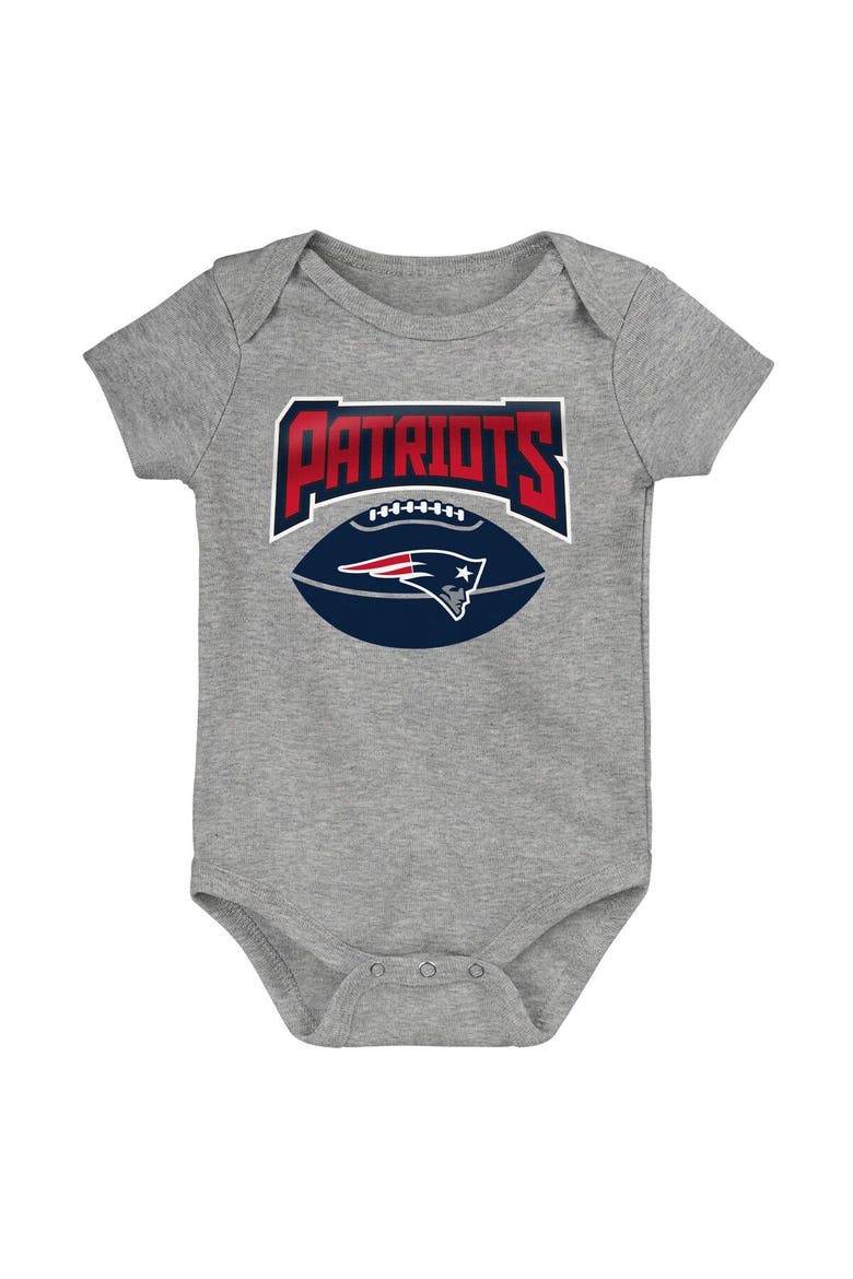 Infant Navy/Red/Heathered Gray New England Patriots 3-Pack Game On Bodysuit Set, Alternate, color, Navy