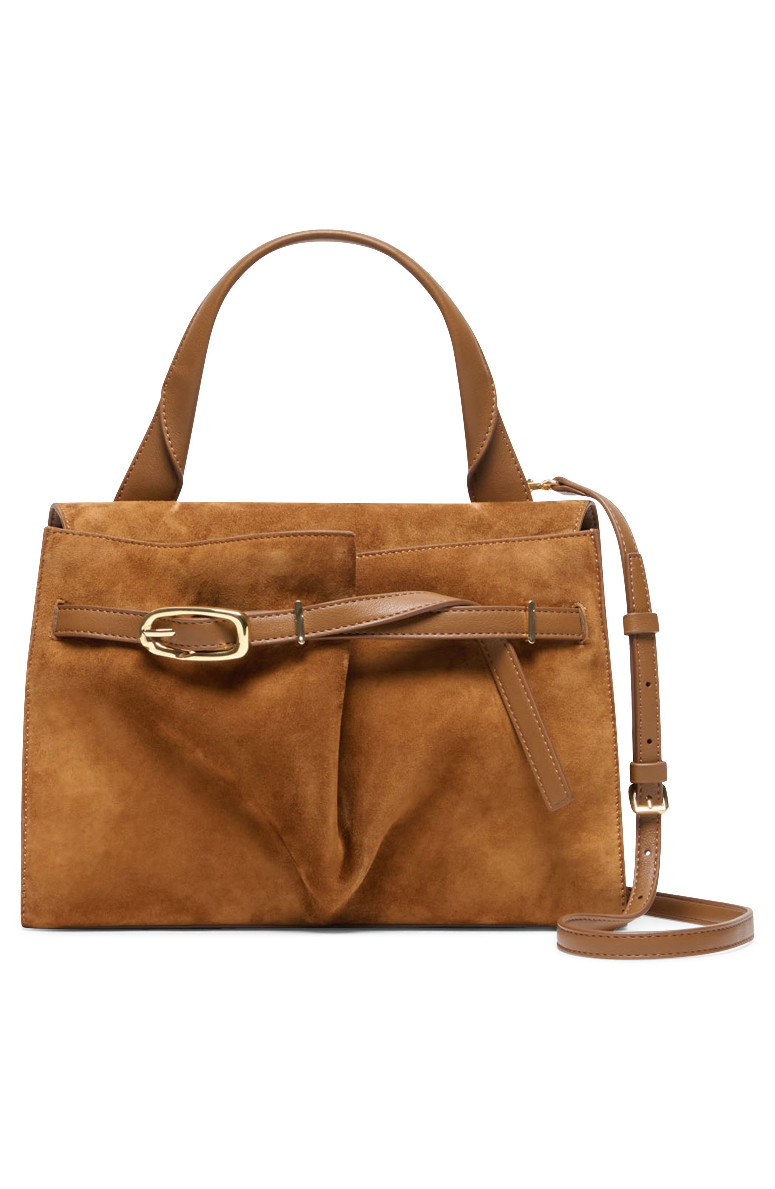 Borgo Suede Satchel, Alternate, color, DARK TAN