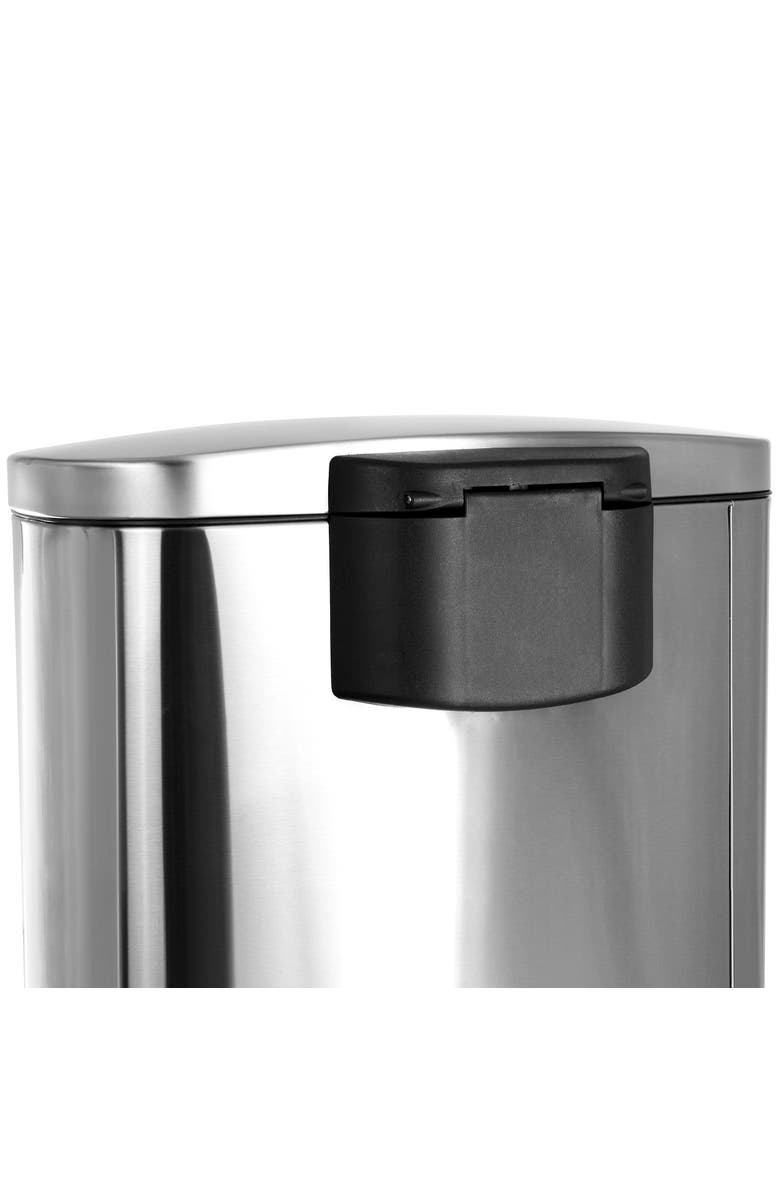 Elama 50 Liter 13 Gallon Half Circle Stainless Steel Step Trash Bin with Slow Close Mechanism, Alternate, color, Silver