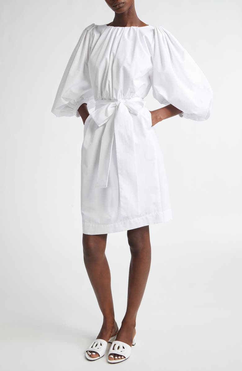 Dolce&Gabbana Puff Sleeve Cotton Poplin Shift Dress, Main, color, 