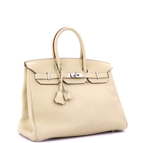 Pre-owned Hermes  Hermes Birkin Handbag Light Clemence With Palladium Hardware 35