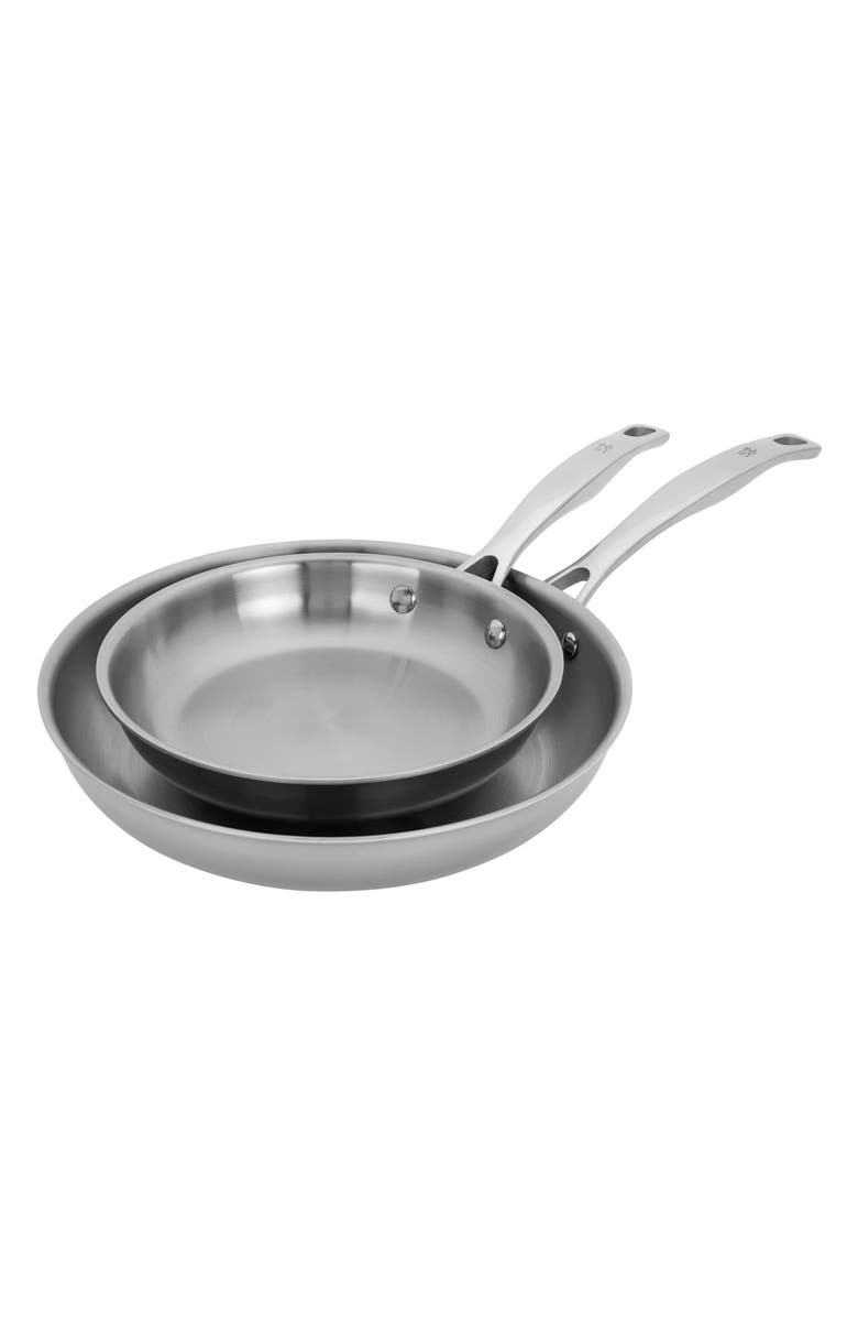 HENCKELS CUTLERY Clad H3 Two-Piece Stainless Steel Frying Pan Set, Main, color, Silver