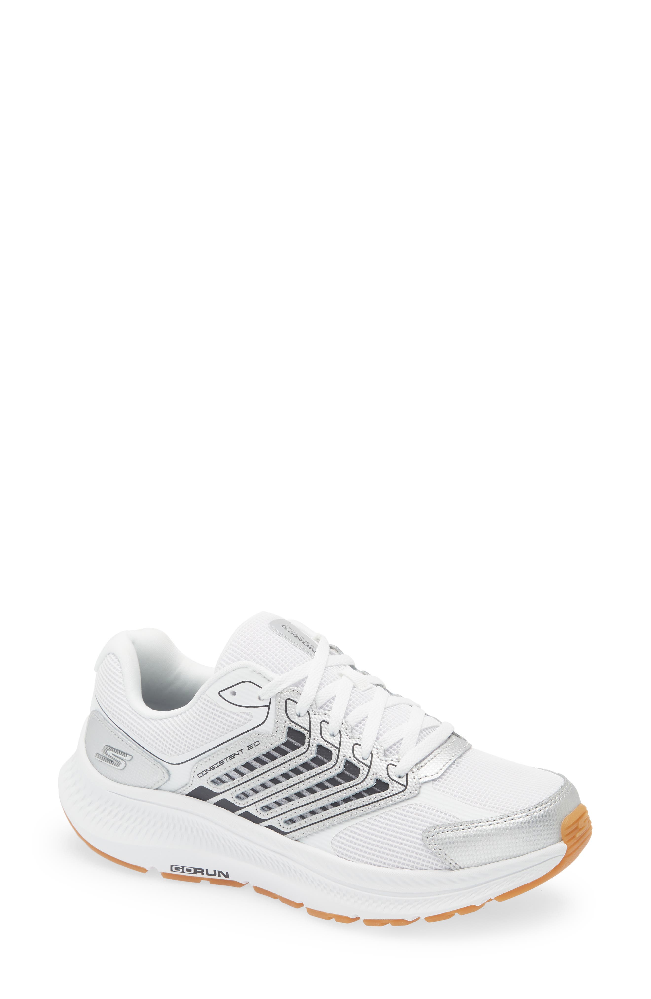 SKECHERS Go Run Consistent 2.0 Running Shoe, Main, color, White/ Black