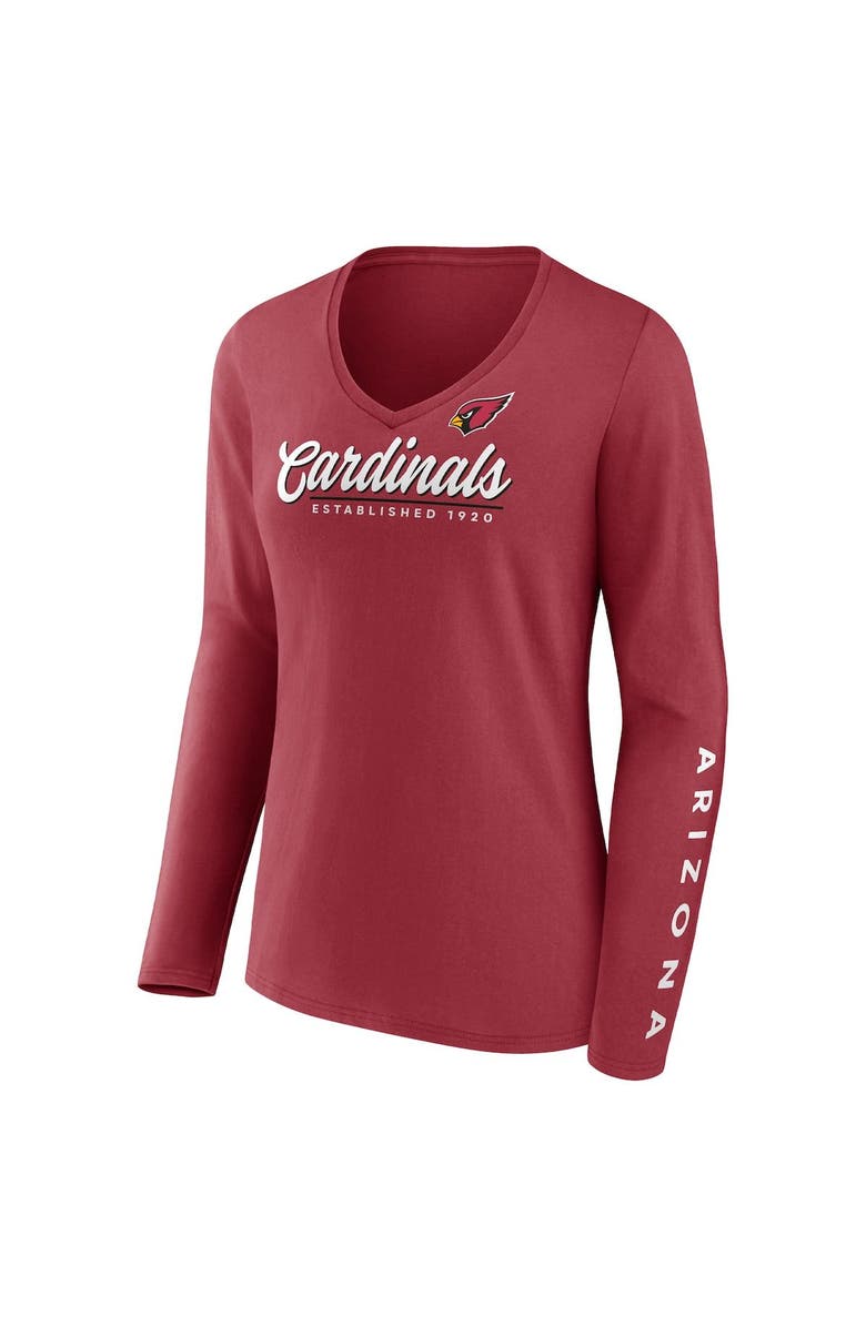 FANATICS Women's Fanatics Branded Cardinal Arizona Cardinals Drive Forward V-Neck Long Sleeve T-Shirt, Alternate, color, Cardinal