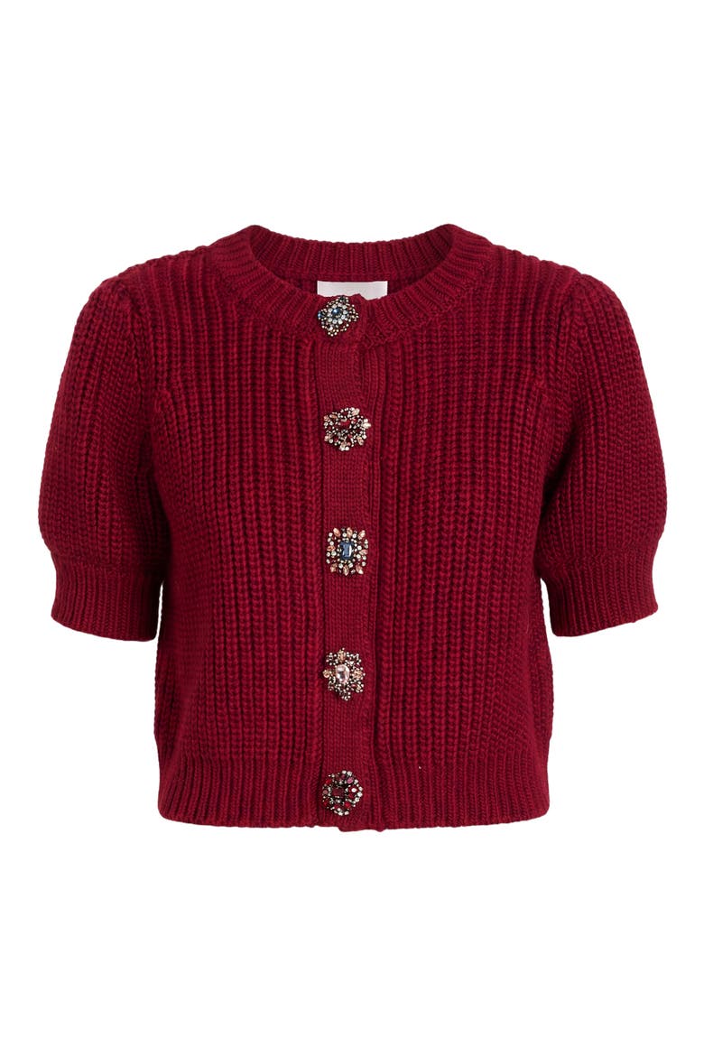 Rita Baroque Embellished Cardigan, Alternate, color, BERRYWINE