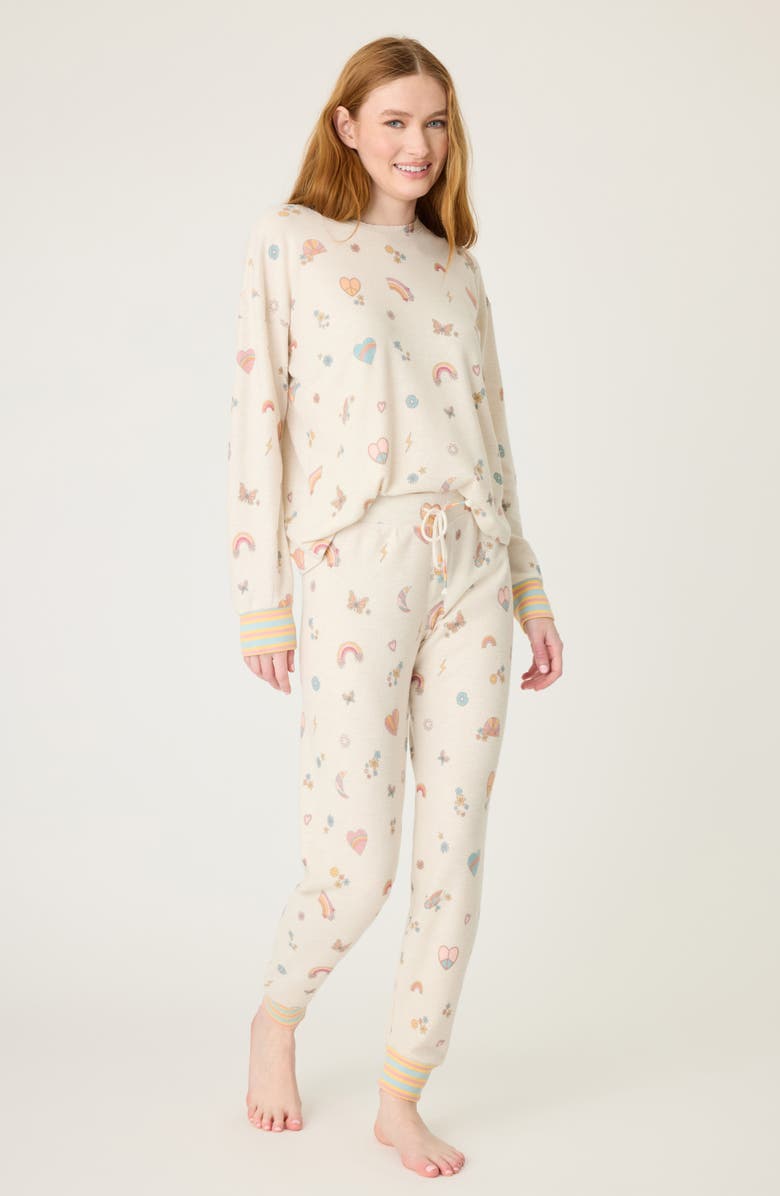 PJ Salvage Sunshine Mind Pajama Top, Alternate, color, Light Oatmeal
