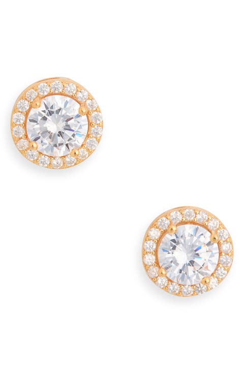 CZ Pavé Button Stud Earrings